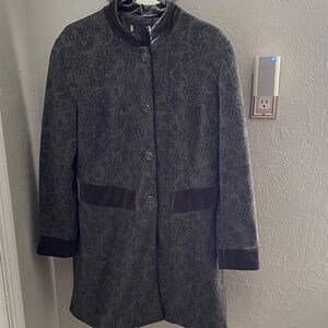 Woman Creek Patterned Trench Coat with Gray Accents